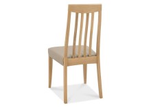 Bergen Oak Slat Back Chair - Grey Bonded Leather (Pair)