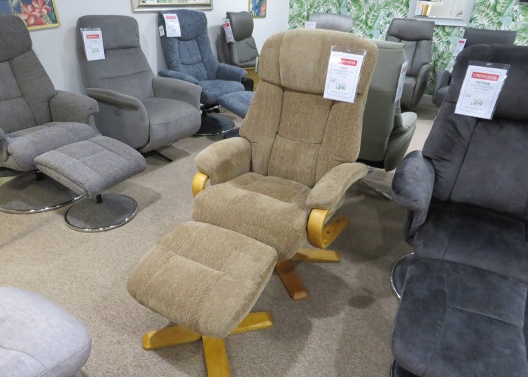 Limited Offer Nice Swivel Recliner and Footstool Fawn