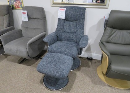 Limited Offer Riviera Swivel Recliner and Footstool Atlantic