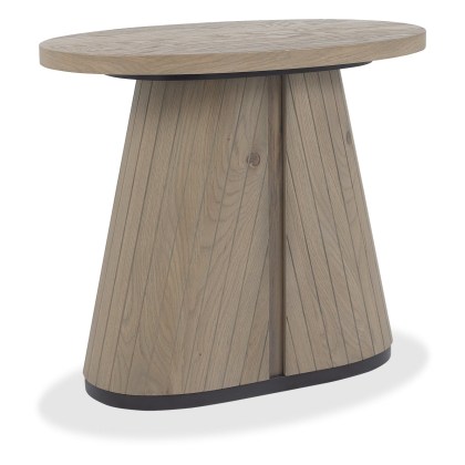 Las Vegas Oiled Oak and Peppercorn Oval Lamp Table