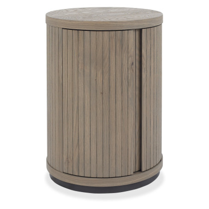 Las Vegas Oiled Oak and Peppercorn Round Lamp Table