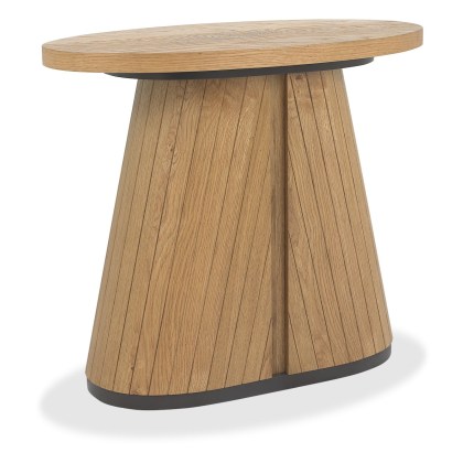 Las Vegas Rustic Oak and Peppercorn Oval Lamp Table