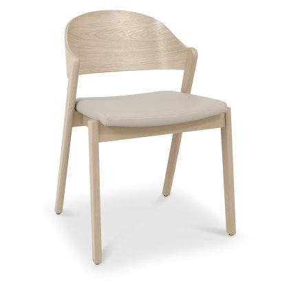 Las Vegas Scandi Oak Ply Back Chair Ivory Bonded Leather Las Vegas Scandi Oak Ply Back Chair Ivory Bonded Leather