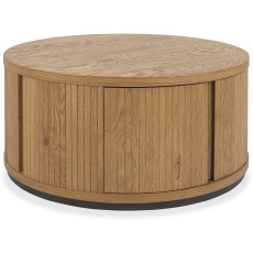 Las Vegas Rustic Oak and Peppercorn Round Coffee Table