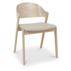 Las Vegas Scandi Oak Ply Back Chair Ivory Bonded Leather Las Vegas Scandi Oak Ply Back Chair Ivory Bonded Leather