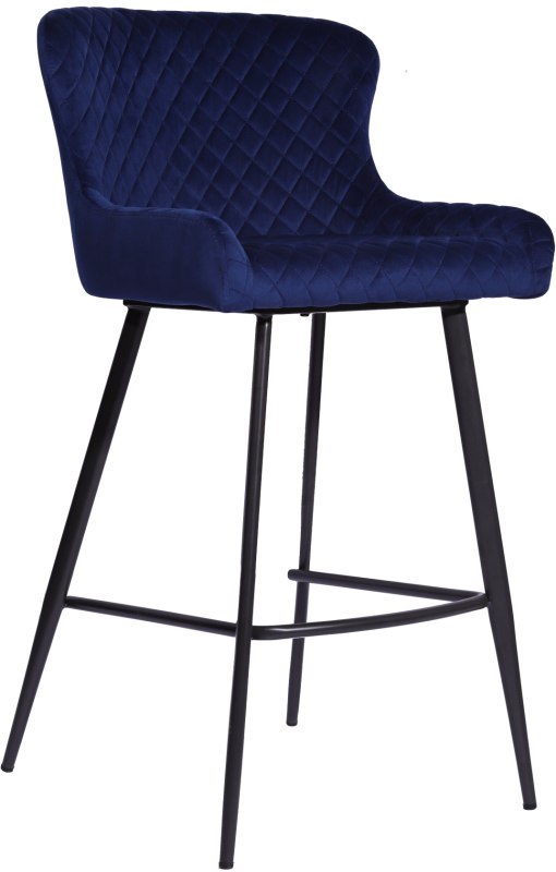 alpha bar stool blue velvet